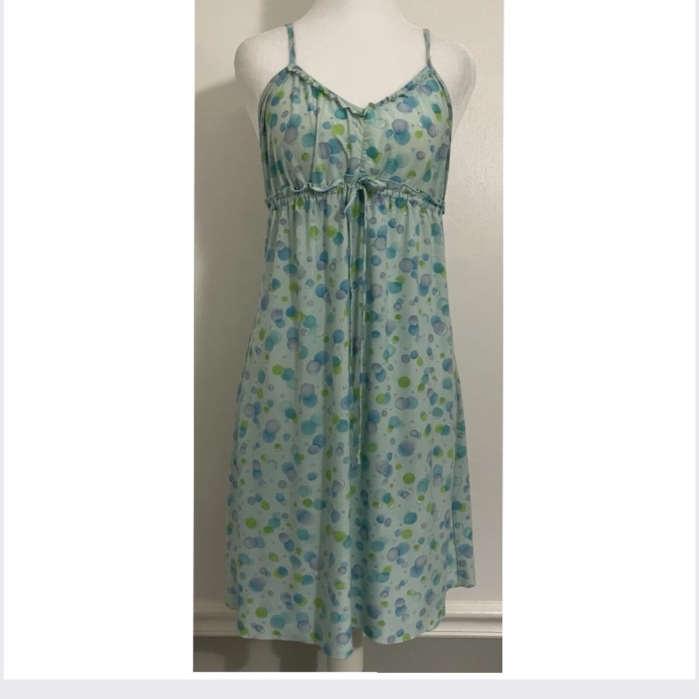 Vintage Y2K 90s Babydoll Slip Dress Polka-dots Pastel Small Coquette Blue Green